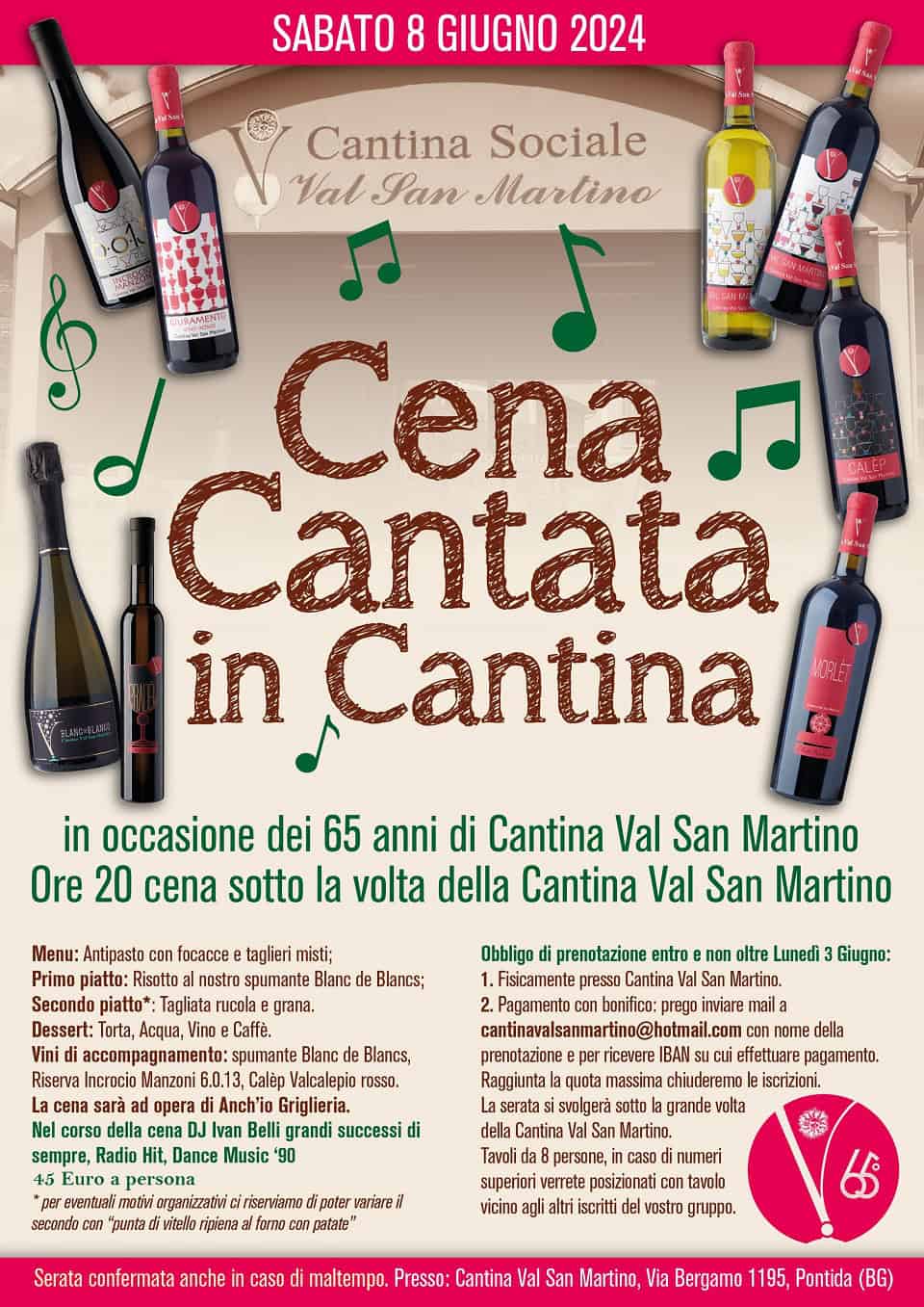 Cena Cantina 8 Giugno - La Voce delle Valli