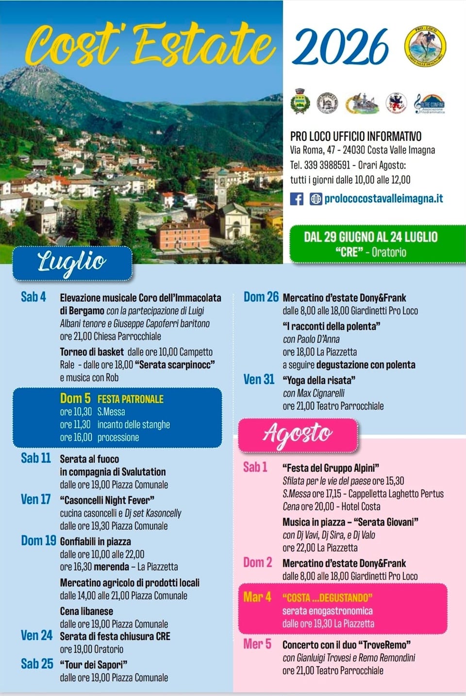 eventi costa 1 - La Voce delle Valli